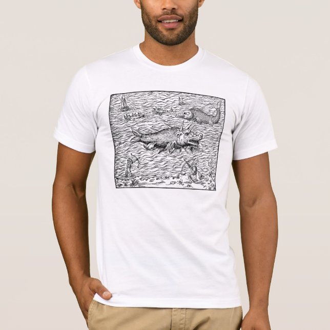 Camiseta Serpentes marítimos e navios baleeiros (Frente)