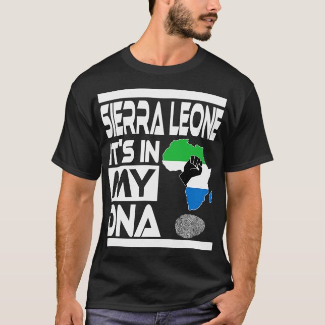 Camiseta Serra Leoa Está no Meu DNA com a bandeira África M (Frente)