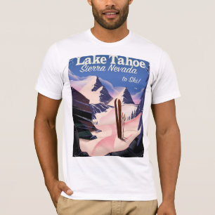 Camiseta Serra poster de Lake Tahoe do esqui do vintage de