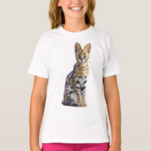 Camiseta Serval Africano Malhado Gato Selvagem Vida Selvage