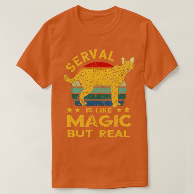 Camiseta Serval Retro Magic Mas Real Serval Cat Wild E (Frente do Design)