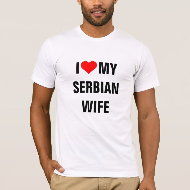 Camiseta Sérvia: Eu Amo Minha Esposa Sérvia (Frente)