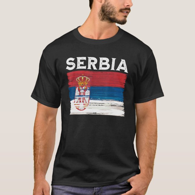 Camiseta Sérvia Flag Vintage Sérvia Flag (Frente)