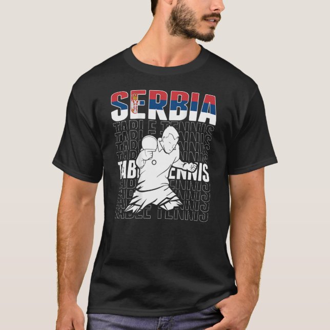 Camiseta Sérvia Mesa de apoio à Tênis sérvia Ping Pong Te (Frente)