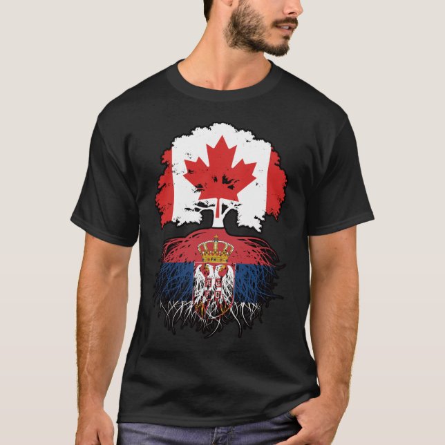 Camiseta Sérvia Sérvio Canadense Canadá Árvore Bandeira (Frente)
