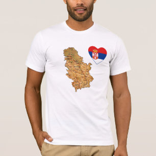 Camiseta Sérvia Sinalizador Heart and Map T-Shirt