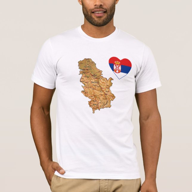 Camiseta Sérvia Sinalizador Heart and Map T-Shirt (Frente)