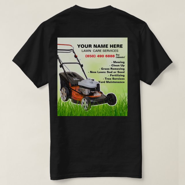 Camiseta Serviço de Árvore de Grama de Paisagem de Lawn Car (Verso do Design)