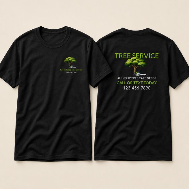 Camiseta Serviço de Árvores Verde Preto Arborista Profissio (Criador carregado)