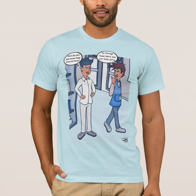 Camiseta Serviço de atendimento ao cliente azul claro (Frente)