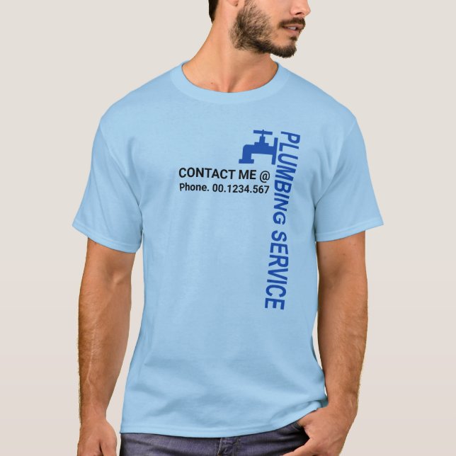Camiseta Serviço de Canalização de Motif Vertical Azul (Frente)