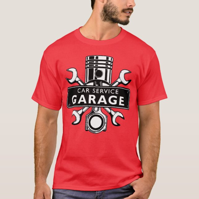 Camiseta SERVIÇO DE CARRO GARAGEM engraçado (Frente)