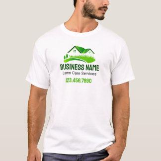 Camiseta Serviço de Corte de Grama Logotipo Verde Branco