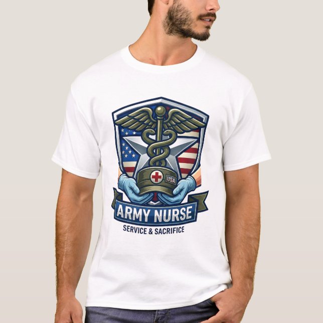 Camiseta Serviço de Enfermagem do Exército e Sacrifício (Frente)