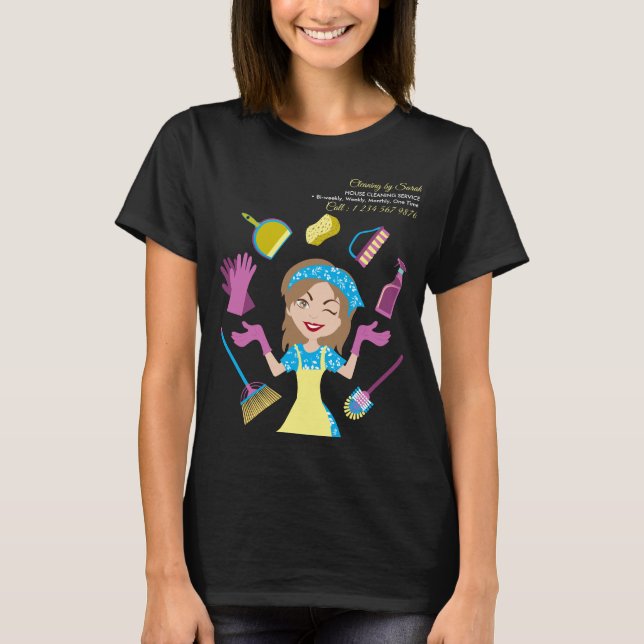 Camiseta Serviço de Limpeza de Casa Azul Amarelo de Serviço (Frente)