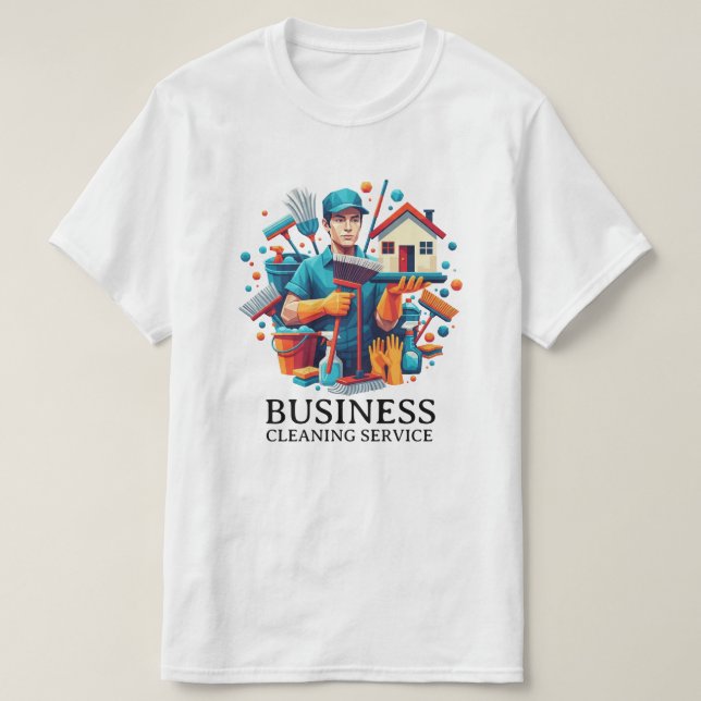 Camiseta Serviço de Limpeza de Casa Moderna Serviço de Limp (Frente do Design)