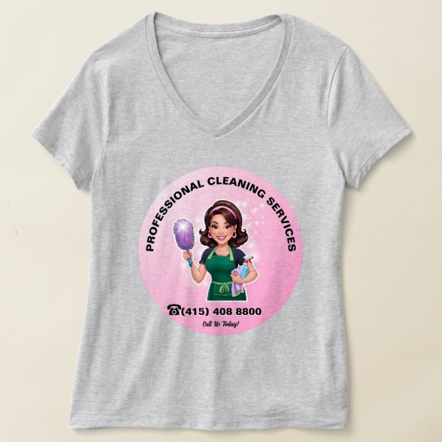 Camiseta Serviço de Limpeza de Maid de Brunette (Postura )