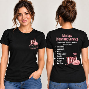 Camiseta Serviço de Limpeza Doméstica Rosa Mulher Preta