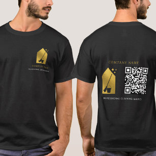 Camiseta Serviço de Limpeza Limpeza Gold Logo QR Code Preto