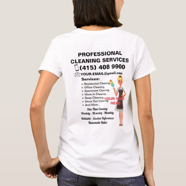 Camiseta Serviço de Limpeza Serviço Doméstico Janitorial Ma (Verso)