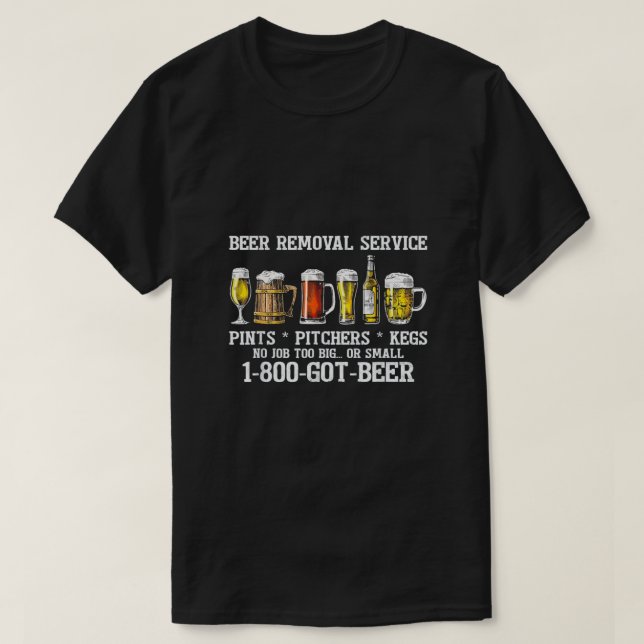 Camiseta Serviço de Remoção de Cerveja Grande Pequeno (Frente do Design)