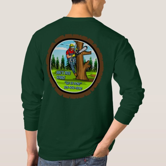 Camiseta Serviço de Remoção de Serviço de Árvore Personaliz (Verso)