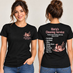 Camiseta Serviço Moderno de Limpeza Doméstica Rosa Mulher N