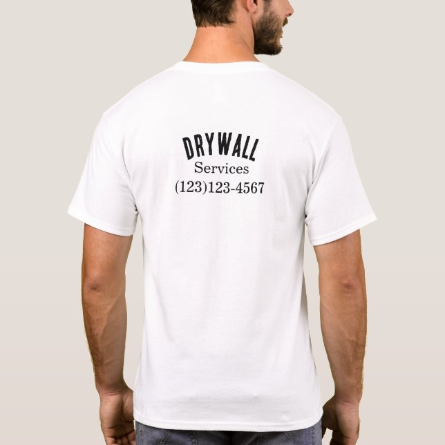 Camiseta serviços de drywall uniforme editável para trabalh (Verso)