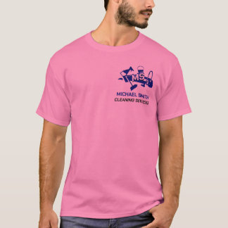 Camiseta Serviços de limpeza de texto personalizado azul co