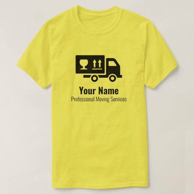 Camiseta Serviços de movimentação personalizáveis amarelo (Frente do Design)