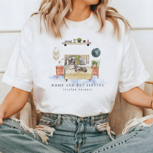 Camiseta Serviços de Sessão em Casa e Pet de Cores Aquática