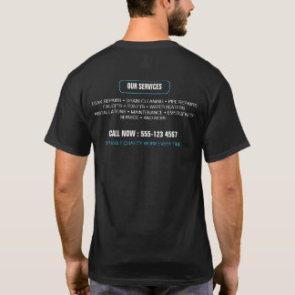 Camiseta Serviços Profissionais de Canalização Azul Preto E