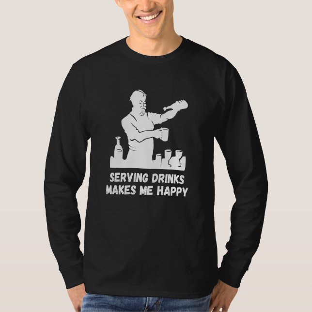 Camiseta Servindo Drinks Barman Feliz Mixologista Embriagad (Frente)
