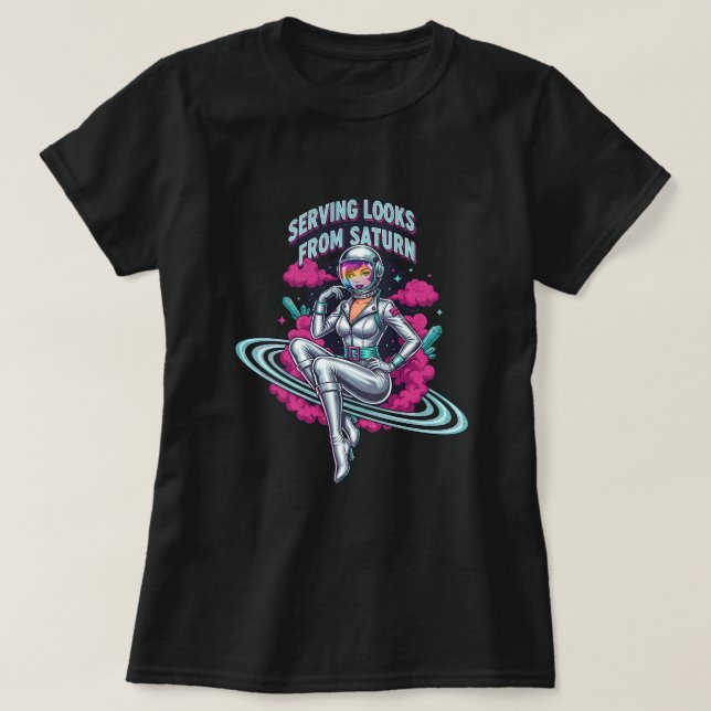 Camiseta Servindo looks de Saturno (Frente do Design)