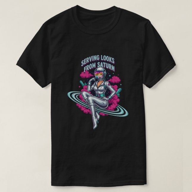 Camiseta Servindo looks de Saturno (Frente do Design)