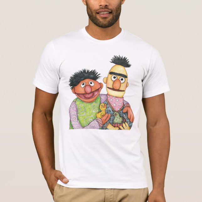 Camiseta Sesame Street Bert e Ernie Watercolor (Frente)