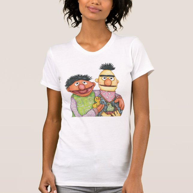Camiseta Sesame Street Bert e Ernie Watercolor (Frente)