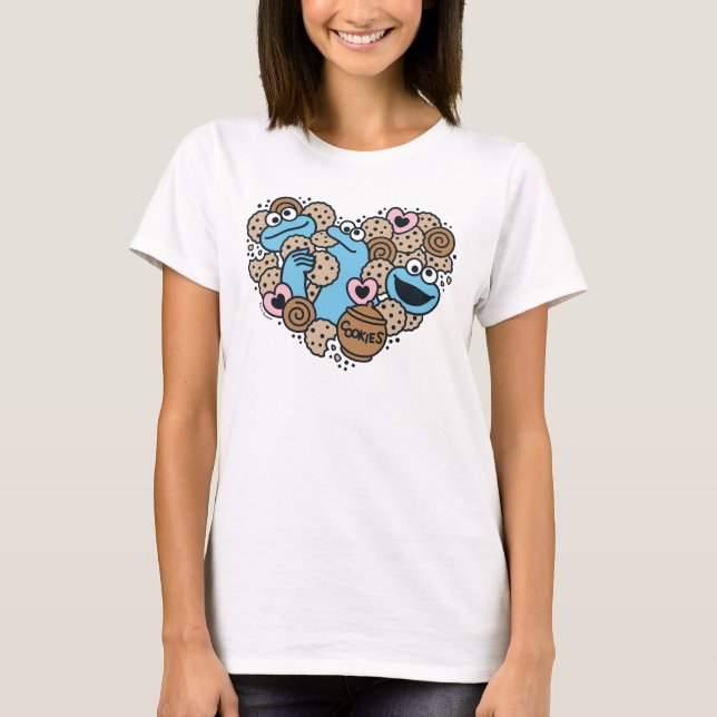 Camiseta Sésamo Sésamo | Cookie Monster Doodle Heart (Frente)