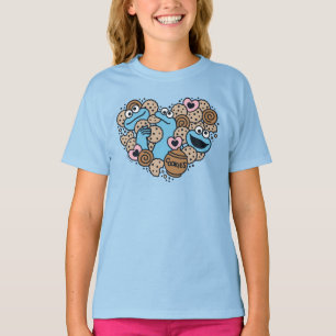 Camiseta Sésamo Sésamo   Cookie Monster Doodle Heart