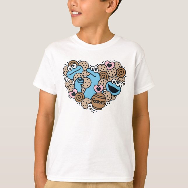 Camiseta Sésamo Sésamo | Cookie Monster Doodle Heart (Frente)