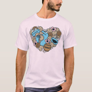 Camiseta Sésamo Sésamo Cookie Monster Doodle Heart
