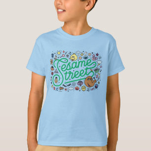 Camiseta Sésamo Sésamo Sesame Street Green Doodle Script