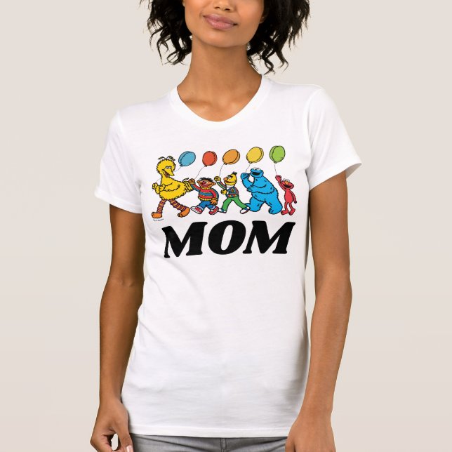 Camiseta Sésamo Street Pals | Balões de Aniversário - Mãe (Frente)