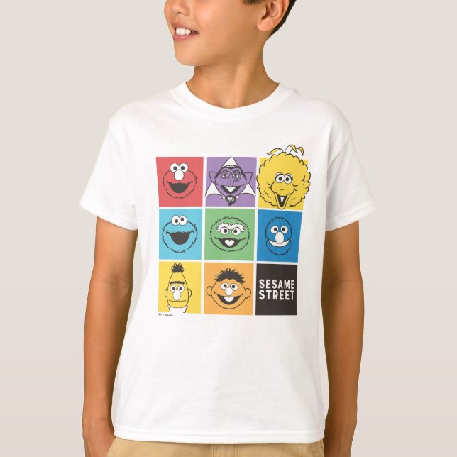 Camiseta Sésamo Street Pals | Blocos de cores (Frente)