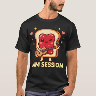 Camiseta Sessão de Jam Cute Kawaii Toast Música de Guitarra