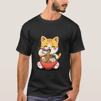 Camiseta Sessão de Sorvo de Ramen de Gato Design de Animal 