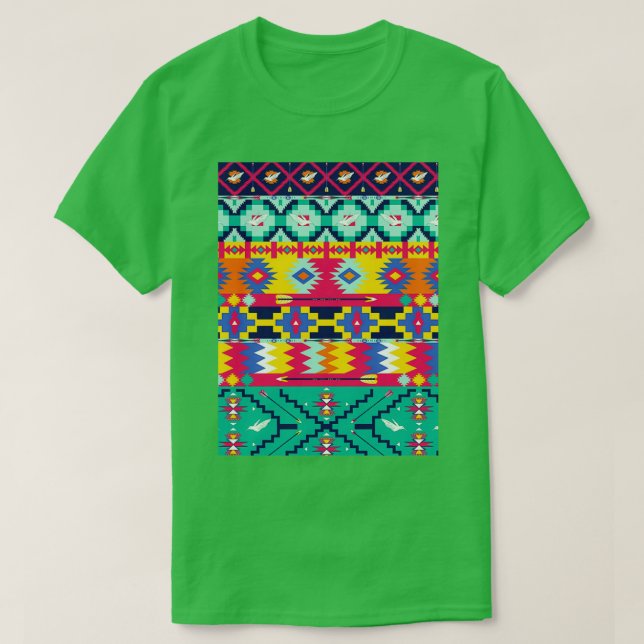 Camiseta Seta de aves padrão aztec nativa (Frente do Design)