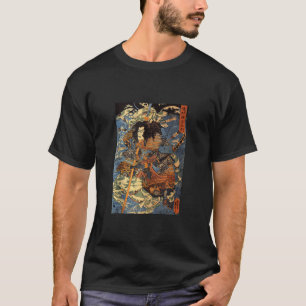 Camiseta Seta Retroativa Japonesa Ferida Samurai Riding Sea