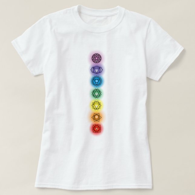 Camiseta Sete Chakras - Senhoras Básicas (Frente do Design)