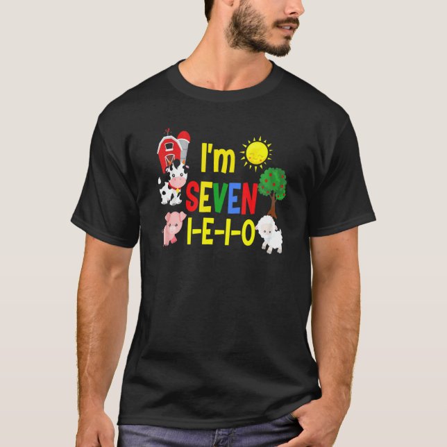 Camiseta Sete I E I O Fazenda Festa de 7 de Aniversário (Frente)